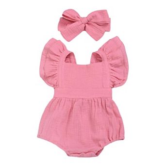 Baby Girls Pink Romper with Headband