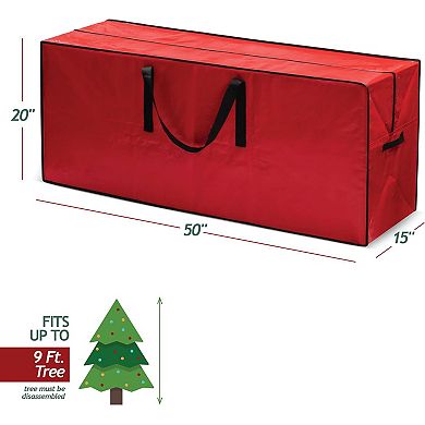 9 Ft Christmas Tree Storage Bag - Waterproof, Heavy-Duty, Reinforced Handles, Dual Zipper - Red