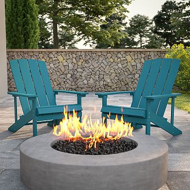 2 Pack Outdoor All-Weather Poly Resin Wood Adirondack Chairs