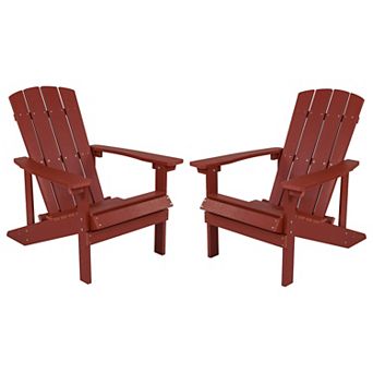 Flash Furniture 2 Pack Outdoor All-Weather Poly Resin Wood Adirondack Chairs