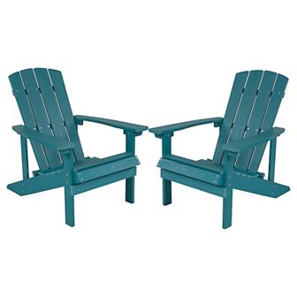 Flash Furniture 2 Pack Outdoor All-Weather Poly Resin Wood Adirondack Chairs