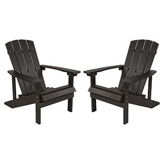 Flash Furniture 2 Pack Outdoor All-Weather Poly Resin Wood Adirondack Chairs