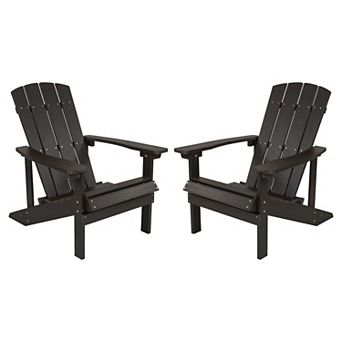 Flash Furniture 2 Pack Outdoor All-Weather Poly Resin Wood Adirondack Chairs