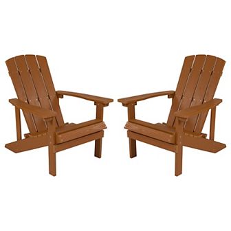 Flash Furniture 2 Pack Outdoor All-Weather Poly Resin Wood Adirondack Chairs