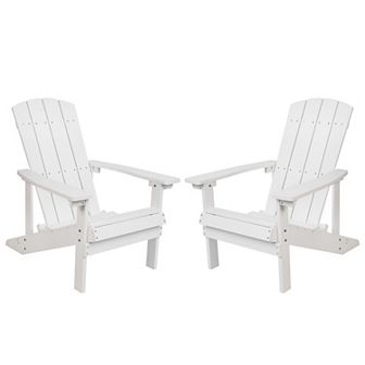 Flash Furniture 2 Pack Outdoor All-Weather Poly Resin Wood Adirondack Chairs
