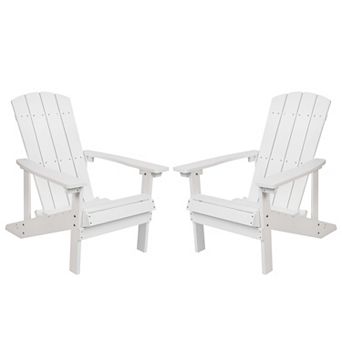 Flash Furniture 2 Pack Outdoor All-Weather Poly Resin Wood Adirondack Chairs