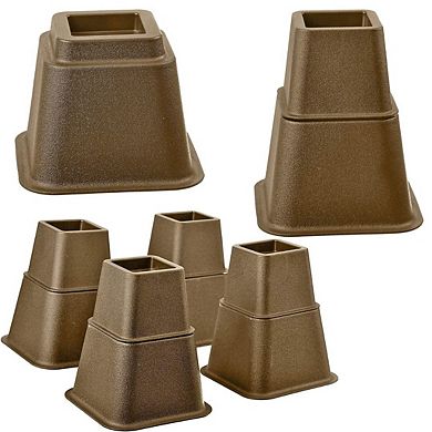 Adjustable Bed Risers, 3, 5, or 8 Inch Heights, Heavy Duty Sofa/Table Lifts, Set of 4 (Brown)