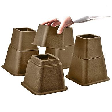 Adjustable Bed Risers, 3, 5, or 8 Inch Heights, Heavy Duty Sofa/Table Lifts, Set of 4 (Brown)