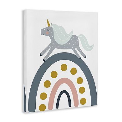 Stupell Home Decor Neutral Unicorn over Rainbow Canvas Wall Art