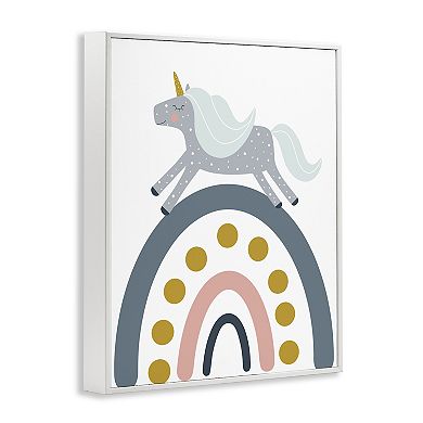 Stupell Home Decor Neutral Unicorn over Rainbow Framed Wall Art
