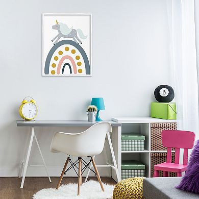 Stupell Home Decor Neutral Unicorn over Rainbow Framed Wall Art