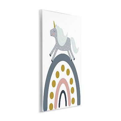 Stupell Home Decor Neutral Unicorn over Rainbow Plaque Wall Art