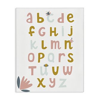 Stupell Home Decor Muted Tones Floral Alphabet Canvas Wall Art