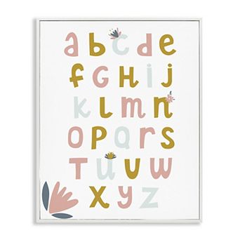 Stupell Home Decor Muted Tones Floral Alphabet Framed Wall Art