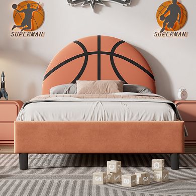 Merax Basketball Design Upholstered Twin Platform Bed