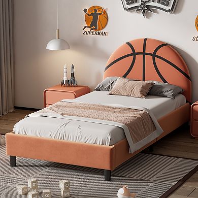 Merax Basketball Design Upholstered Twin Platform Bed