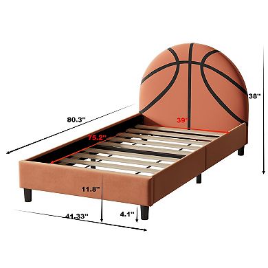 Merax Basketball Design Upholstered Twin Platform Bed