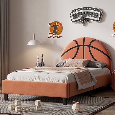 Merax Basketball Design Upholstered Twin Platform Bed
