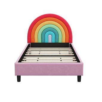 Merax Rainbow Design Upholstered Twin Platform Bed