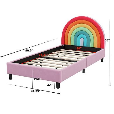Merax Rainbow Design Upholstered Twin Platform Bed
