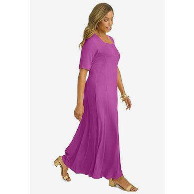 Jessica London Women's Plus Size Square Neck Maxi Dress