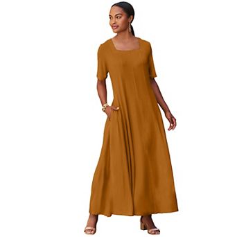 Jessica London Women's Plus Size Square Neck Maxi Dress