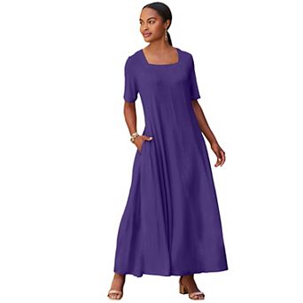Jessica London Women's Plus Size Square Neck Maxi Dress