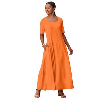 Jessica London Women's Plus Size Square Neck Maxi Dress