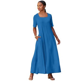 Jessica London Women's Plus Size Square Neck Maxi Dress