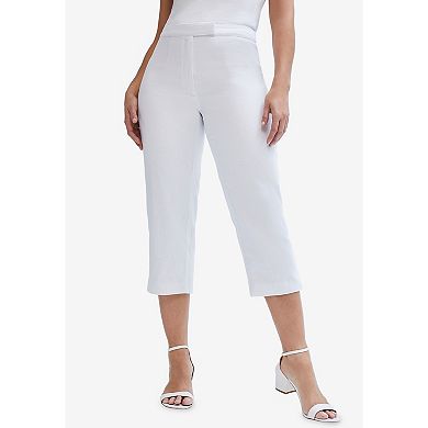 Jessica London Women's Plus Size 2-Piece Linen Capri Set