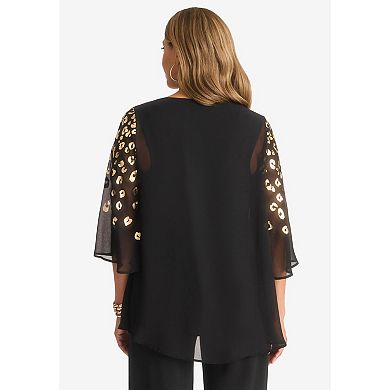 Jessica London Women's Plus Size Georgette Flutter Top