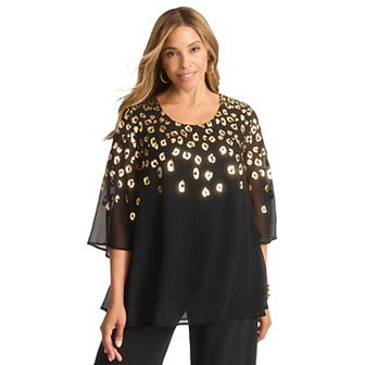 Jessica London Women's Plus Size Georgette Flutter Top