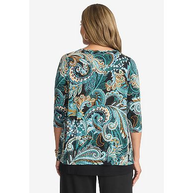 Jessica London Women's Plus Size Crew Neck Double Layered Tunic