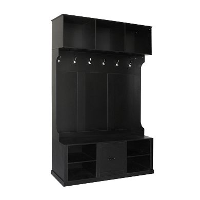 Merax Modern 57'' Hall Tree Entryway Bench with Coat Rack - Storage Seat for Hallway, Living Room