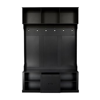 Merax Modern 57'' Hall Tree Entryway Bench with Coat Rack - Storage Seat for Hallway, Living Room