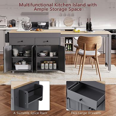 Merax Kitchen Island with Extendable Dining Table