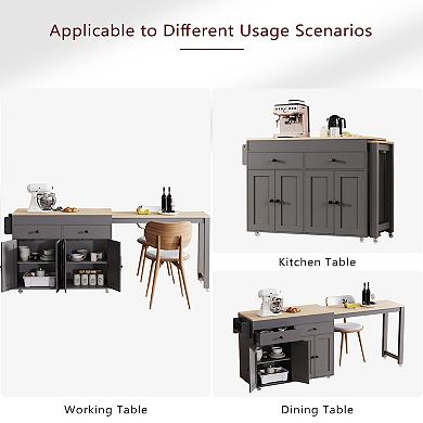 Merax Kitchen Island with Extendable Dining Table