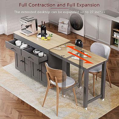 Merax Kitchen Island with Extendable Dining Table
