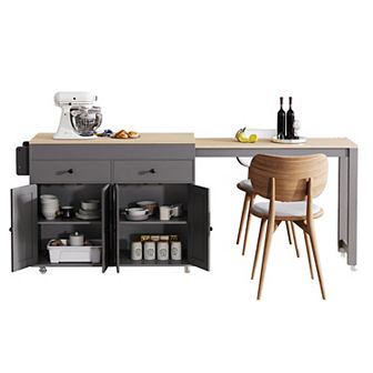 Merax Kitchen Island with Extendable Dining Table