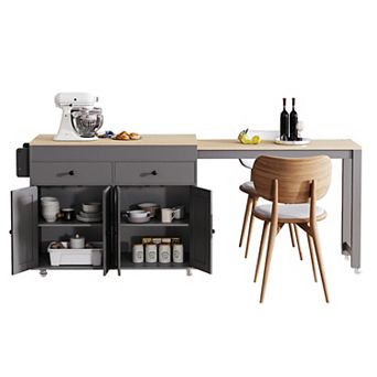 Merax Kitchen Island with Extendable Dining Table