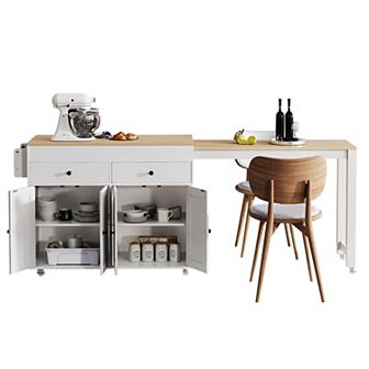 Merax Kitchen Island with Extendable Dining Table