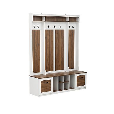 Merax 5-in-1 Entryway Bench with Coat Rack & Shoe Storage, 58.8'' Wide Hall Tree