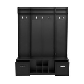 Merax 5-in-1 Entryway Bench with Coat Rack & Shoe Storage, 58.8'' Wide Hall Tree