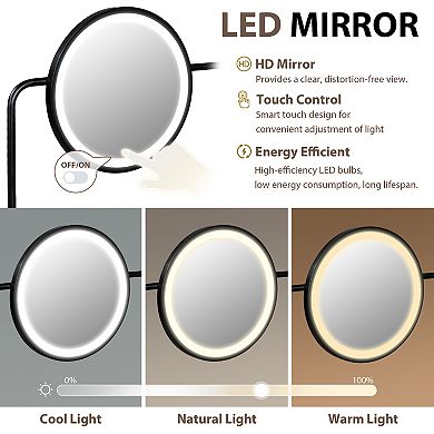Merax 40" Makeup Vanity Desk with 3-Mode Lighted Mirror & Wireless Charging Station