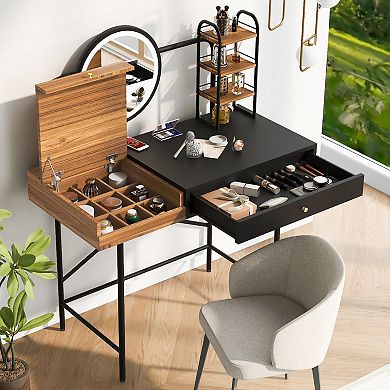 Merax 40" Makeup Vanity Desk with 3-Mode Lighted Mirror & Wireless Charging Station