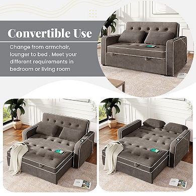 Merax 61.4" Upholstered Sleeper Bed，Pull Out Sofa Bed