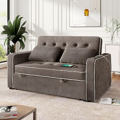Merax 61.4" Upholstered Sleeper Bed，Pull Out Sofa Bed