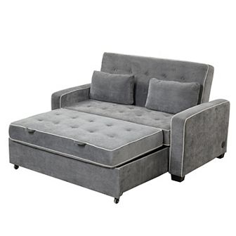 Merax 61.4" Upholstered Sleeper Bed，Pull Out Sofa Bed