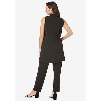 Jessica London Women's Plus Size 2-Piece Stretch Knit Mockneck Mega Tunic Set