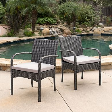 Merax PE Wicker Dining Chairs, Set of 2, Outdoor/Indoor Rattan Patio Seating